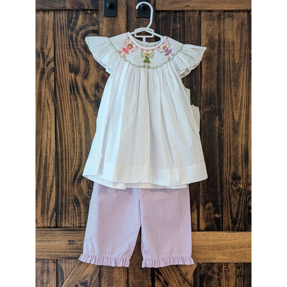 NWT Remember Nguyen Smocked Fairy 2 Pc Set White Purple Princess 4t